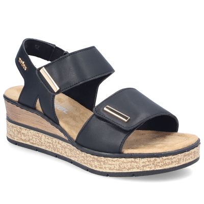 2. Rieker 63781-00 women's black wedge sandals with Velcro
