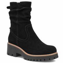 Women's leather ankle boots, ruffled, black, Filippo DBT6402