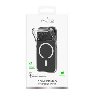 3. Puro 0.3 MAG Ultra-Slim TPU Case Compatible with MagSafe for iPhone 17 Pro Max - Transparent