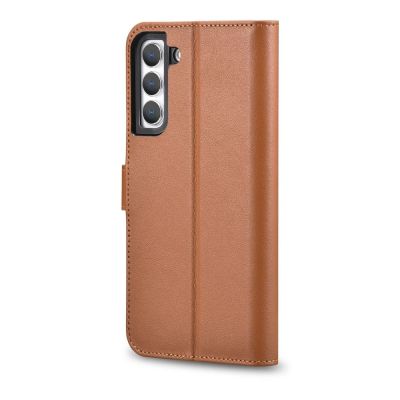 4. iCarer Haitang Leather Wallet Case Leather Case for Samsung Galaxy S22 + (S22 Plus) Wallet Housing Cover Brown (AKSM05BN)
