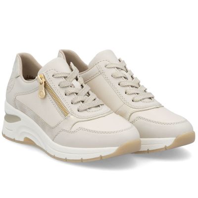 2. Women's beige leather wedge sneakers Rieker N9301-60