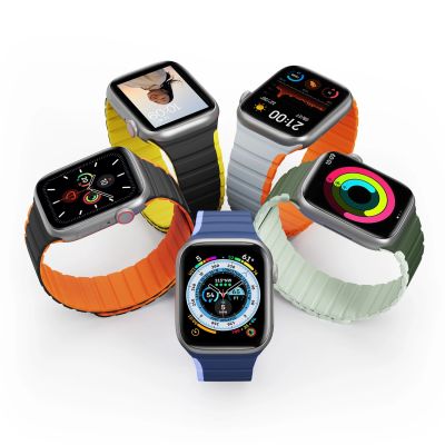 2. Magnetic Apple Watch SE, 9, 8, 7, 6, 5, 4, 3, 2, 1 (41, 40, 38 mm) Dux Ducis Strap (LD Version) - black and yellow
