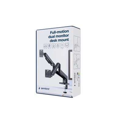 5. GEMBIRD DESK ARM/MOUNT FOR TWO MONITORS (ADJUSTABLE) 17"-32", LOAD UP TO 10KG, BLACK