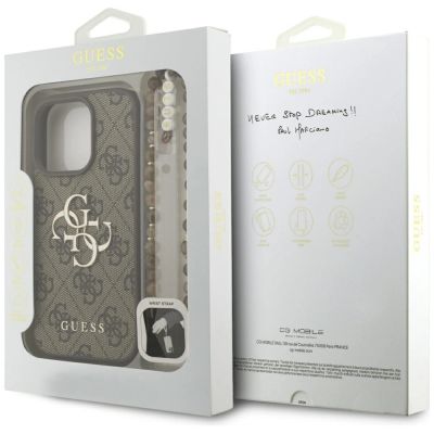 8. Guess 4G Strap 4G Classic Logo Case for iPhone 16 Pro - Brown