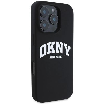 4. DKNY Silicone White Printed Logo MagSafe iPhone 16 Pro Case - Black
