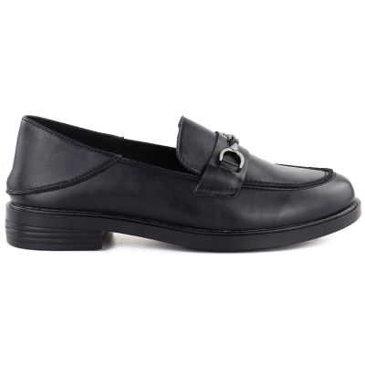 2. Women's leather moccasins, black, Vinceza 18117