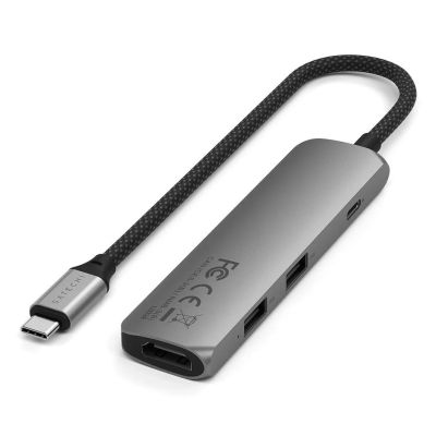 2. Satechi 4-in-1 USB-C Slim Multiport Adapter 4K (Space Gray)