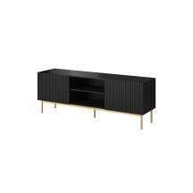 PAFOS TV cabinet on a gold steel frame, 150x40x60, matt black