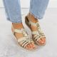 7. Women's wedge sandals with elastic bands, gold, Remonte R6264-91
