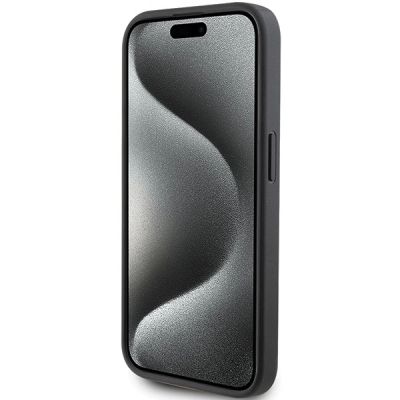 5. Karl Lagerfeld Saffiano Cardslot Karl&Choupette Metal Pin case for iPhone 15 Pro - black