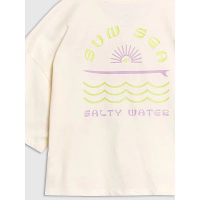 6. Oversized crop top t-shirt with print for girls 4F 4FJWSS25TTSHF1868-11S