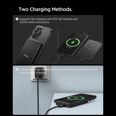 7. Spigen Essential EA2205MQ 5000MAH 22.5W QI2 Power Bank - Black