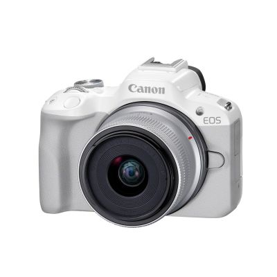 3. Canon EOS R50, White + RF-S 18-45mm F4.5-6.3 IS STM Kit Mirrorless camera 24.2 MP CMOS 6000 x 4000 px White