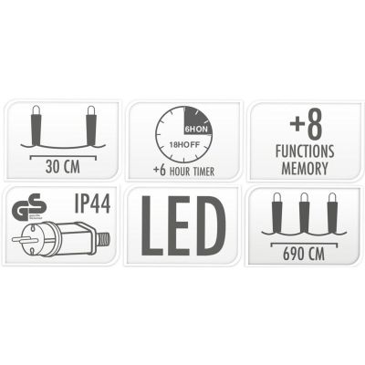 11. LAMPS LIGHT CURTAIN ICICULARS OUTDOOR 72 LED COOL WHITE TIMER