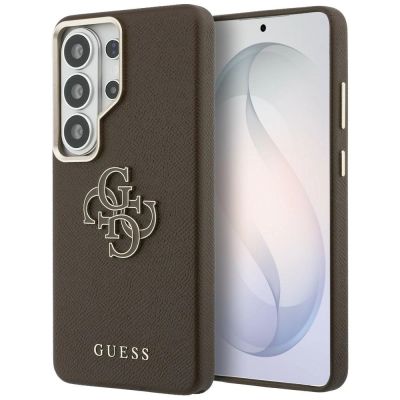 Guess Grained Big 4G Metal Logo Case for Samsung Galaxy S26 Ultra - Brown