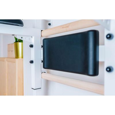 14. WOODEN AND METAL GYMNASTIC WALL BAR WITH BAR, BENCH AND ACCESSORIES BENCHK 233W