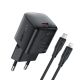 12. Acefast A118 30W GaN USB-C Wall Charger with 1.2m USB-C to Lightning Cable - Black