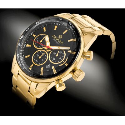 2. Men's Watch Giewont Chronograph Sapphire Gold Black GW9140-B4