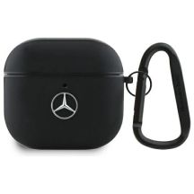 Mercedes MEA4CSLBK AirPods 4 cover black/black Leather Metal Logo