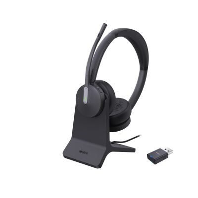 3. Yealink WH64 Hybrid Dual Teams Headset Wireless Headband Office/Call Center Micro-USB Bluetooth Charging Stand Black