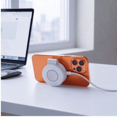 9. Tech-Protect A55 2in1 MagSafe 25W QI2.2 Wireless Charger + USB-C / USB-C Cable 100cm - White