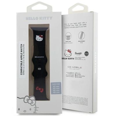 5. Hello Kitty Silicone Kitty Head Strap for Apple Watch 42/44/45/49mm - Black