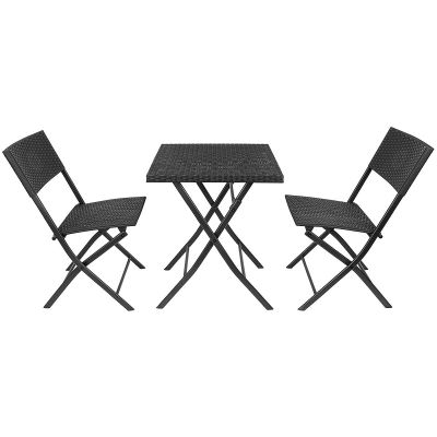 41. BALCONY FURNITURE SET TABLE 58X58X70CM AND 2 BLACK CHAIRS
