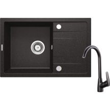 DEANTE CORIO ZRCB2113 granite sink with a single-bowl tap and a Graphite drainer