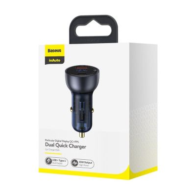 19. Baseus USB / USB Type C car charger 65 W 5 A SCP Quick Charge 4.0+ Power Delivery 3.0 LCD screen gray (CCKX-C0G)