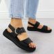 6. Women's leather wedge sandals black Remonte D2K50-00