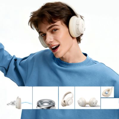7. Baseus Bass BH1 NC Lite Wireless Over-Ear Headphones with ANC - White