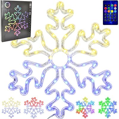 DECORATIVE HANGING SNOWFLAKE 31.5 x 36 CM 60LED RGB TIMER USB