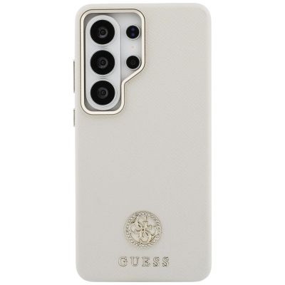 3. Guess Rhinestone Round Logo MagSafe Case for Samsung Galaxy S26 Ultra - Beige