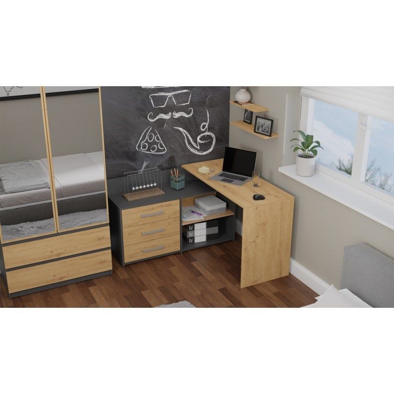 6. DANY CORNER DESK ANTHRACITE ARTISAN SET