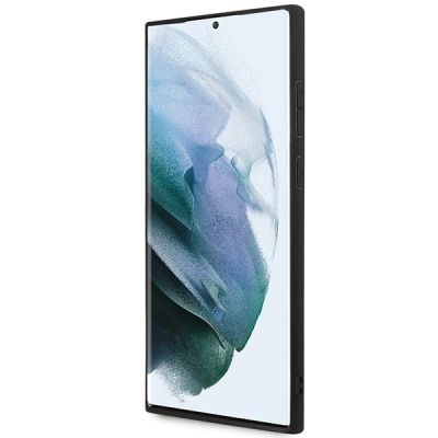 5. Guess 4G Collection Leather Metal Logo MagSafe Case for Samsung Galaxy S24 Ultra - Black