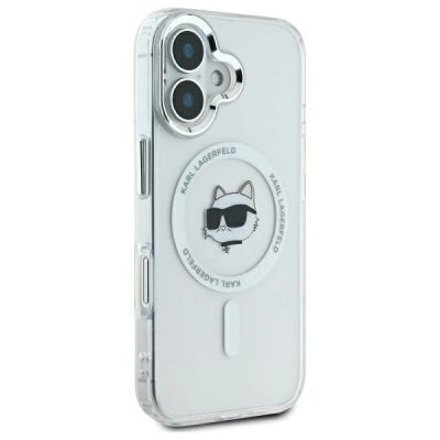 4. Karl Lagerfeld IML Metal Choupette Head MagSafe iPhone 16 Case - White