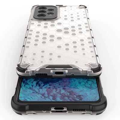 9. Honeycomb case armored cover with a gel frame for Samsung Galaxy A73 transparent