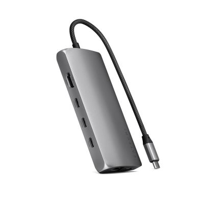 Satechi Multiport 8K USB-C adapter - (USB-C, HDMI, 3x USB 3.2 Gen 2 10Gbps, 1x USB 3.2 Gen 1 5Gbps, UHS-II SD card reader, Ethernet port) (space gray)