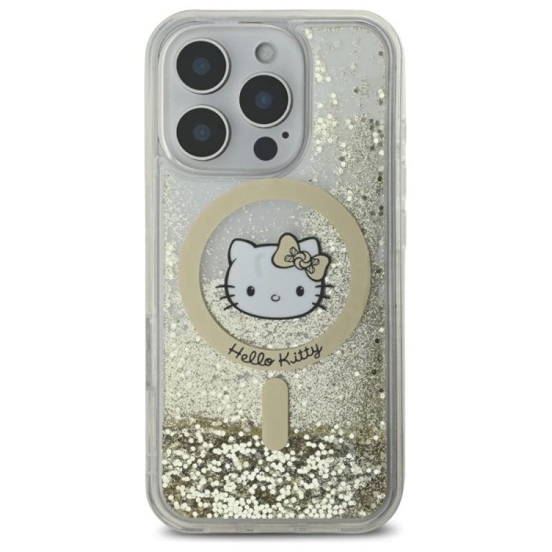 3. Hello Kitty Liquid Glitter Fever MagSafe Case for iPhone 16 Pro Max - Gold