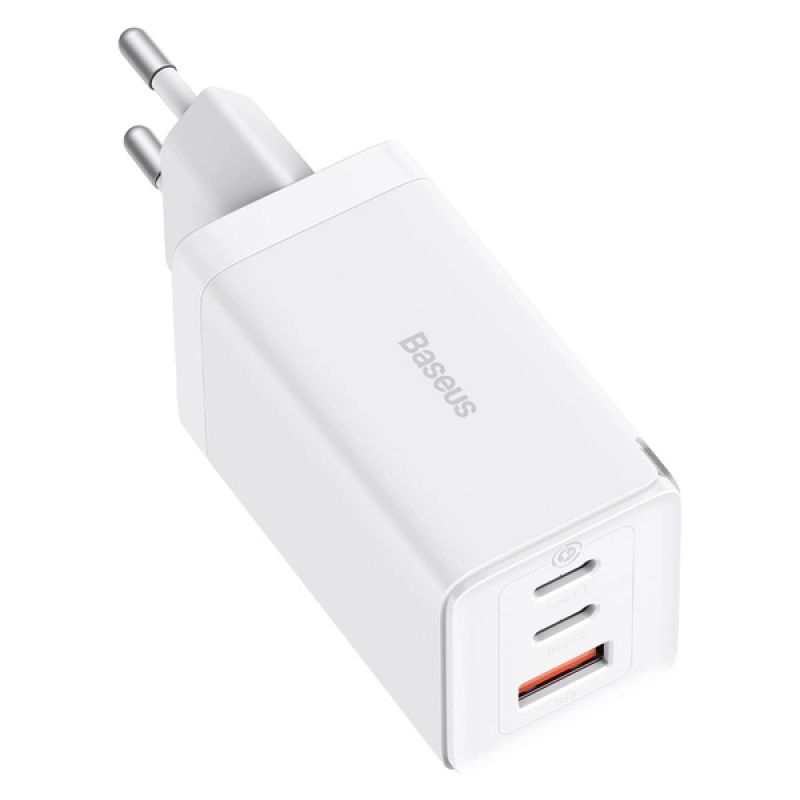 2. GaN 2xUSB C 1xUSB 65W fast charger Baseus GaN5 Pro + USB C - USB C 100W cable - white