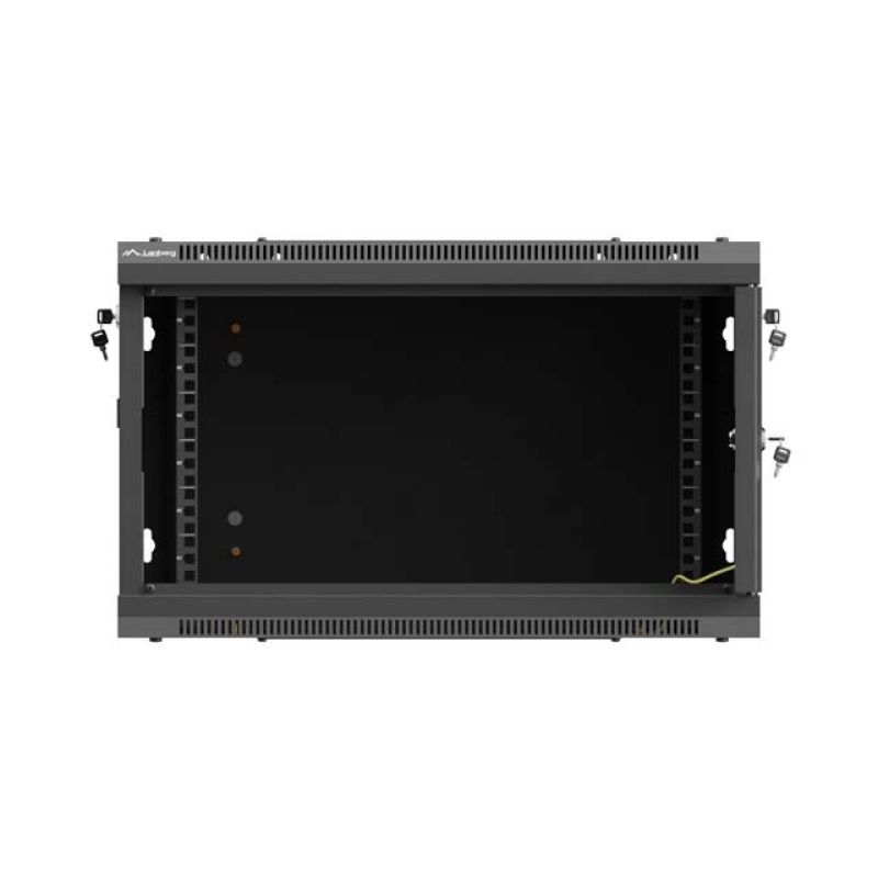 25. Lanberg 19" 6U 600x600 black wall-mounted rack cabinet with perforated doors (flat pack)