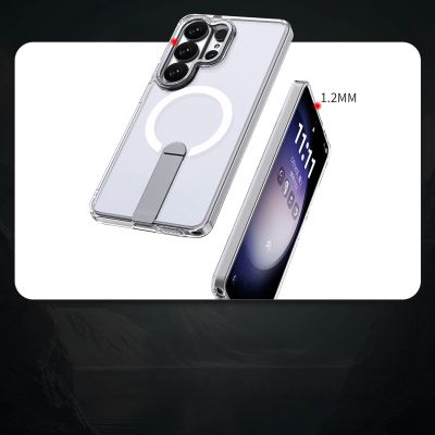 3. Hybrid Armor X Case for Samsung Galaxy S26 Ultra with Stand, Compatible with MagSafe - Transparent