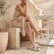 8. Women's beige leather wedge sandals Filippo DS6965
