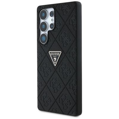 2. Guess Hot Stamp 4G Pattern Triangle Metal Logo Case for Samsung Galaxy S25 Ultra - Black