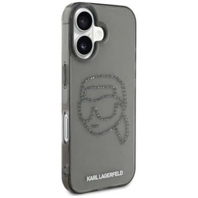 4. Karl Lagerfeld IML Rhinestones Karl Head Case for iPhone 16 Black