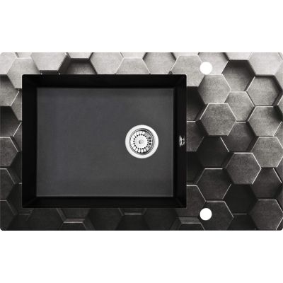 Single-bowl glass-granite sink with drainer