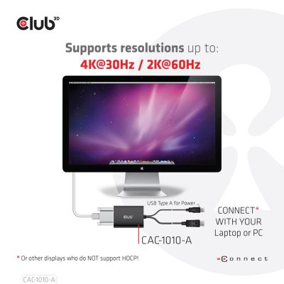 6. CLUB3D CAC-1010-A Cable Adapter 0.6m DisplayPort DVI-D + USB Black