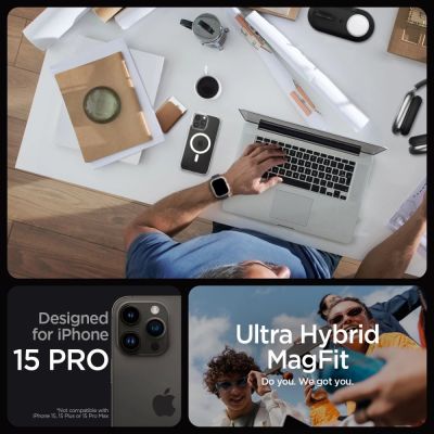 9. Spigen Ultra Hybrid Mag Case with MagSafe for iPhone 15 Pro - Clear Matte