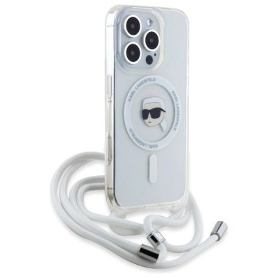 3. Karl Lagerfeld Crossbody IML Karl Head Magsafe Case for iPhone 16 Pro Max - Clear