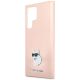 6. Karl Lagerfeld Silicone Choupette Metal Pin case for Samsung Galaxy S23 Ultra - pink